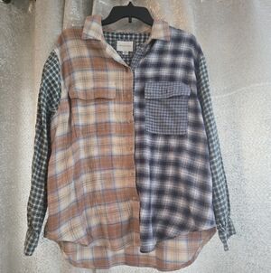 American Eagle Womens Multicolor Long Sleeve Button Down Shirt Size Med